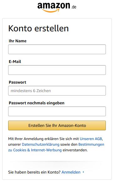 Mit Amazon Geld verdienen - Konto erstellen
